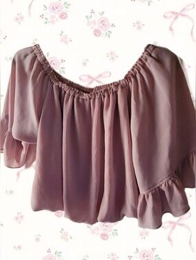 eesome Off-Shoulder Flutter Sleeve Top - Mauve